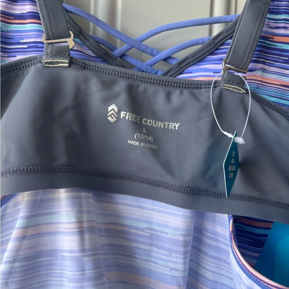 Free Country Women's Striped Camisole - Blue and Purple - Picture 6 of 6